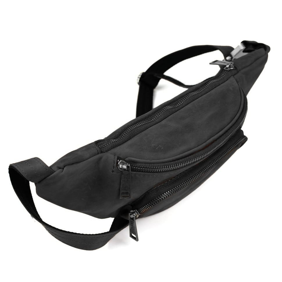 Стильна сумка на пояс бренду TARWA RA-3079-3md у чорному crazy horse