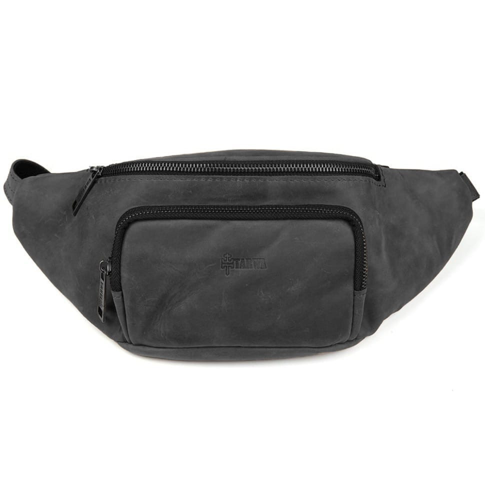 Стильна сумка на пояс бренду TARWA RA-3079-3md у чорному crazy horse