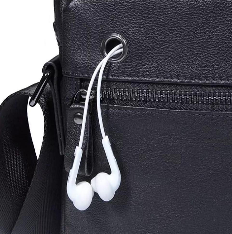 Сумка чоловіча шкіряна через плече чорна Tiding Bag 8716A