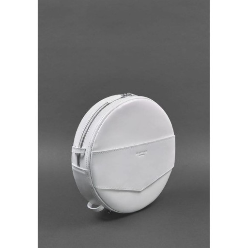 Шкіряна жіноча кругла сумка-рюкзак Maxi біла