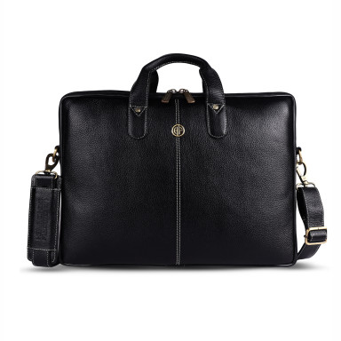13 Hammonds Flycatcher LB106 Black Leather Laptop Bag