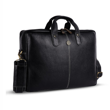 13 Hammonds Flycatcher LB106 Black Leather Laptop Bag