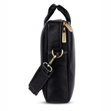 13 Hammonds Flycatcher LB106 Black Leather Laptop Bag