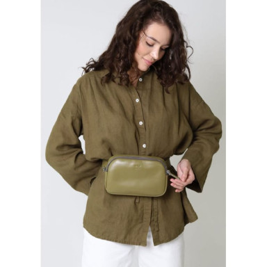 Holly women's leather belt/crossbody bag olive