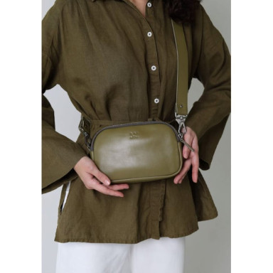 Holly women's leather belt/crossbody bag olive