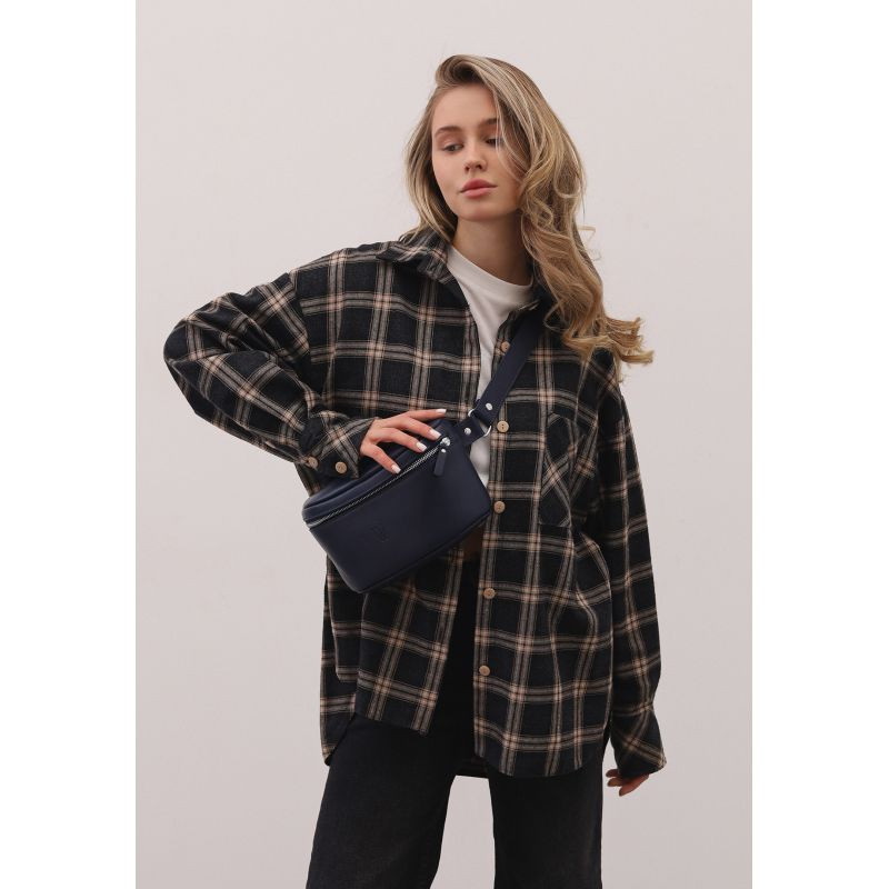 Explorer S Leather Belt Bag in Navy Blue