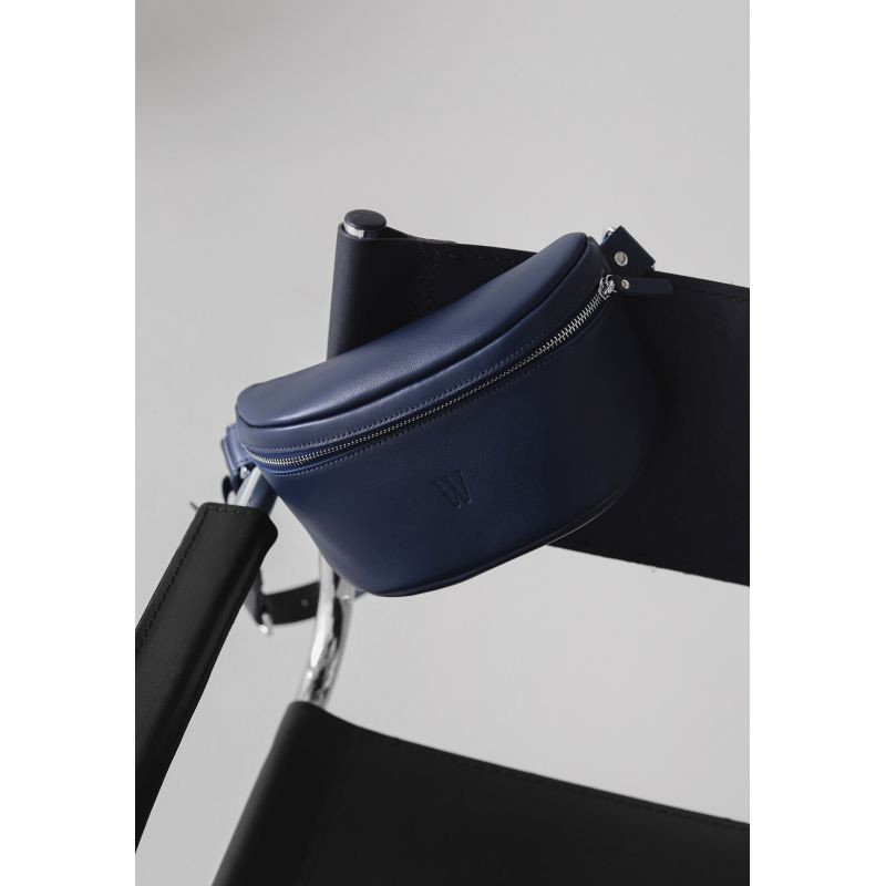 Explorer S Leather Belt Bag in Navy Blue