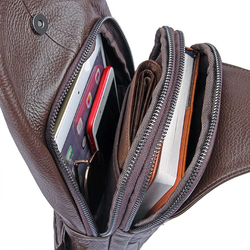 Чоловік шкіряний слінг рюкзак на одне плече JD4004C John McDee