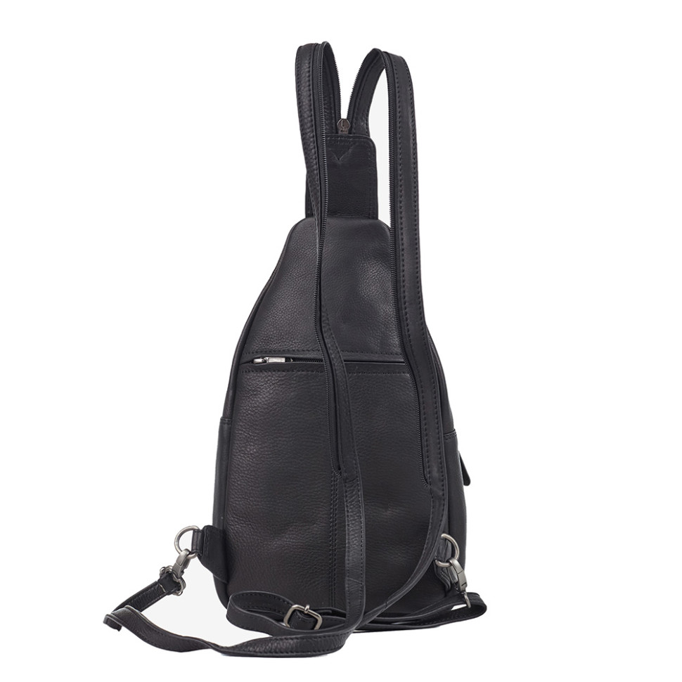 Hill Burry HB15059A Men's Leather Sling Bag with Front Pocket, Black