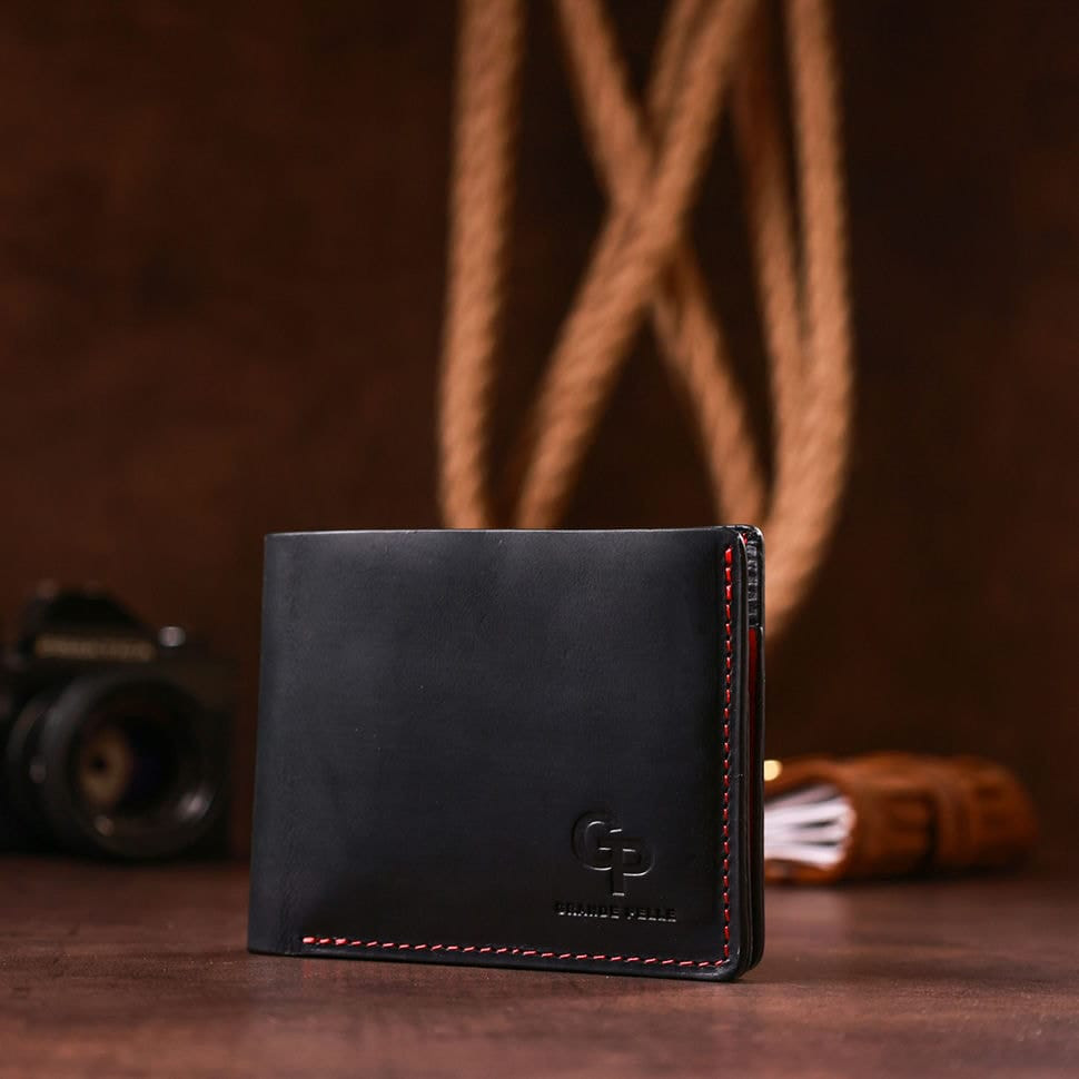 Оригінальна портмоне комбі унісекс на магніті GRANDE PELLE 11207 Чорне