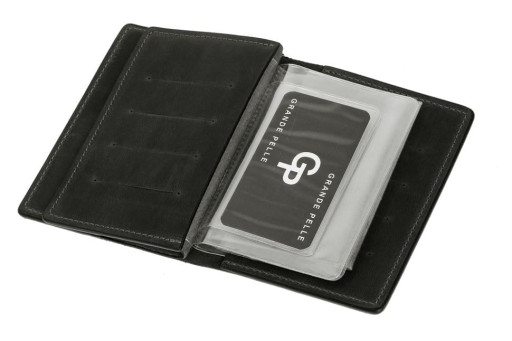 Обкладинка для документів, паспорта, автодокументів з відділом для карт, чорний (матова) GP 212110