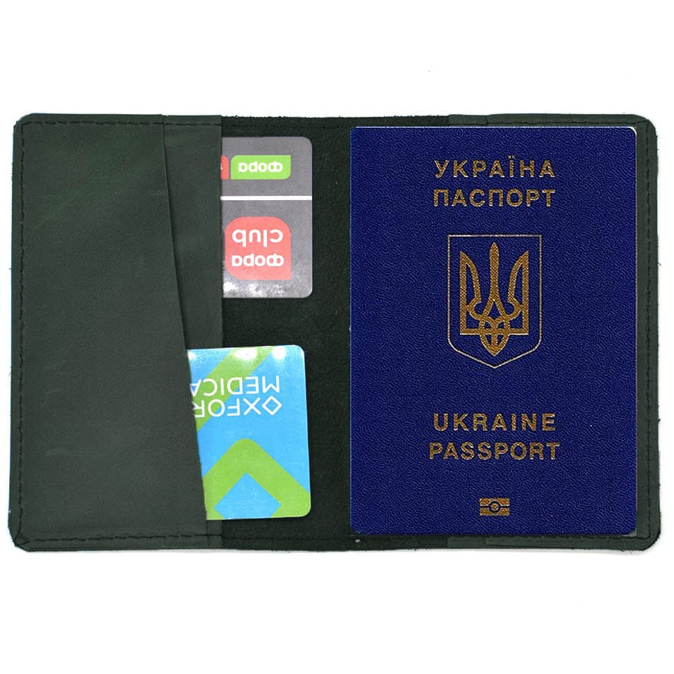 Leather passport cover, military ID TARWA RE-passp green