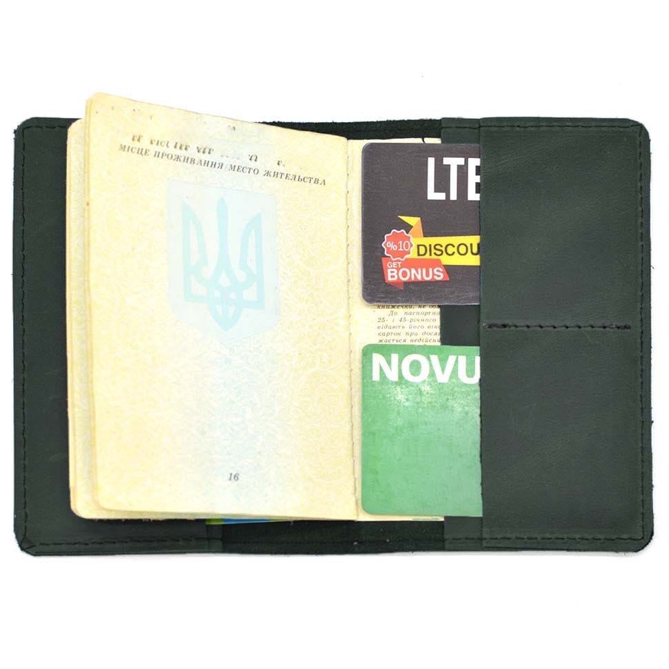 Leather passport cover, military ID TARWA RE-passp green