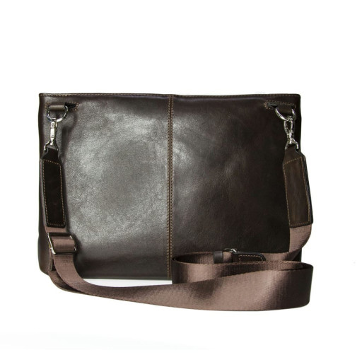 Чоловіча сумка Grande Pelle 260х370х105 мм глянцева шкіра SICILIA шоколад