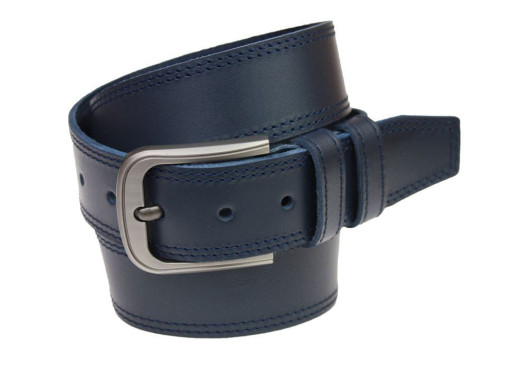 Ремінь чоловічий шкіряний джинсовий подвійна строчка SULLIVAN 112-82 (8) 115-150 см синій