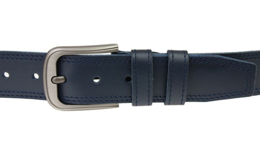 Ремінь чоловічий шкіряний джинсовий подвійна строчка SULLIVAN 112-82 (8) 115-150 см синій