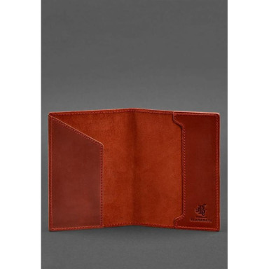 Leather passport cover with Canadian coat of arms coral Crazy Horse