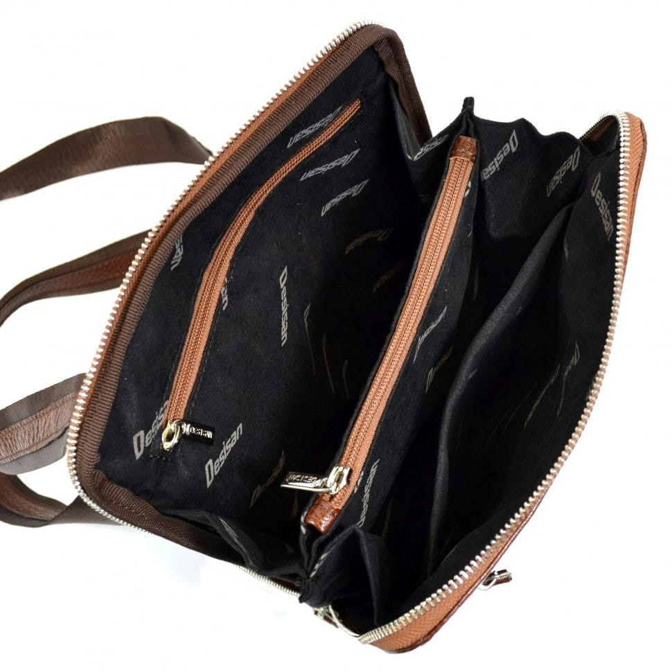 Барсетка м'яка шкіряна Desisan 1350-015 рудий флотар