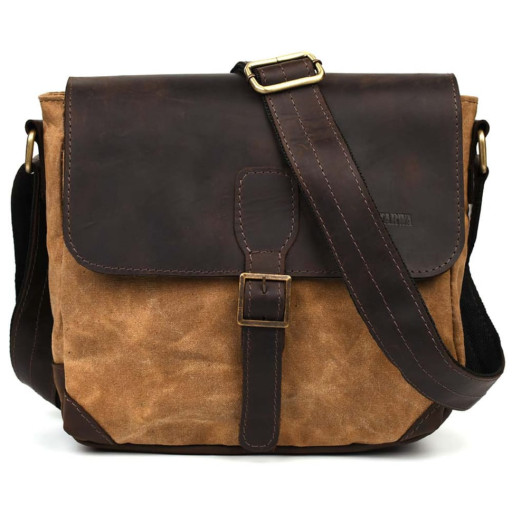 Сумка-меседжер через плече чоловіча, водостійкий канвас та шкіра RCw-1309-4lx TARWA