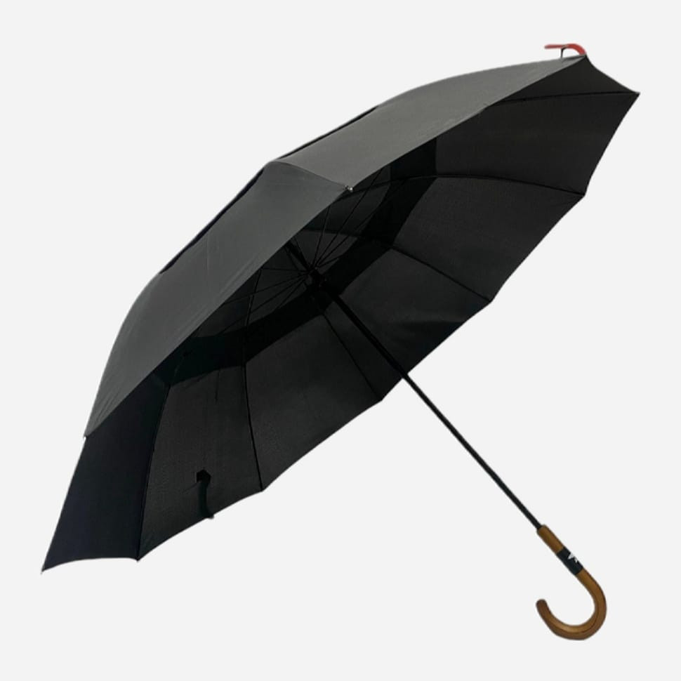 Парасолька (Японія) в кольорі чорний AVK 1800 тростина, подвійний купол, механіка