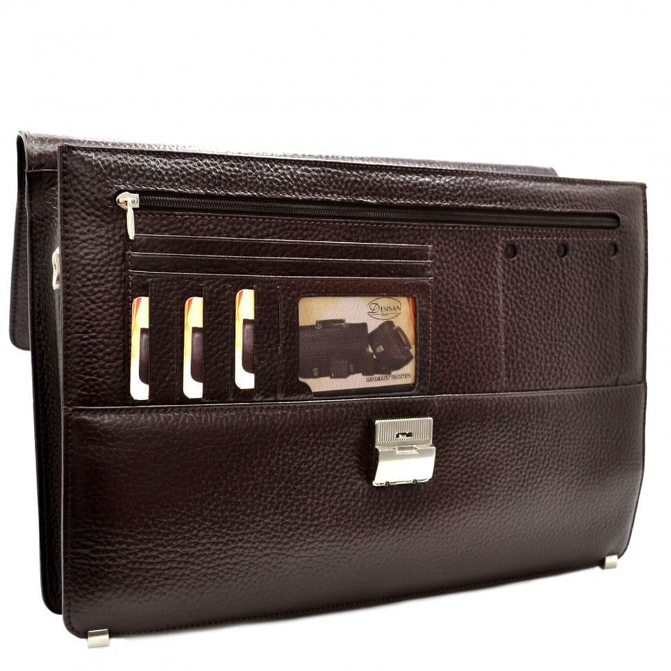 Шкіряний портфель Desisan 5006-019 коричневий флотар