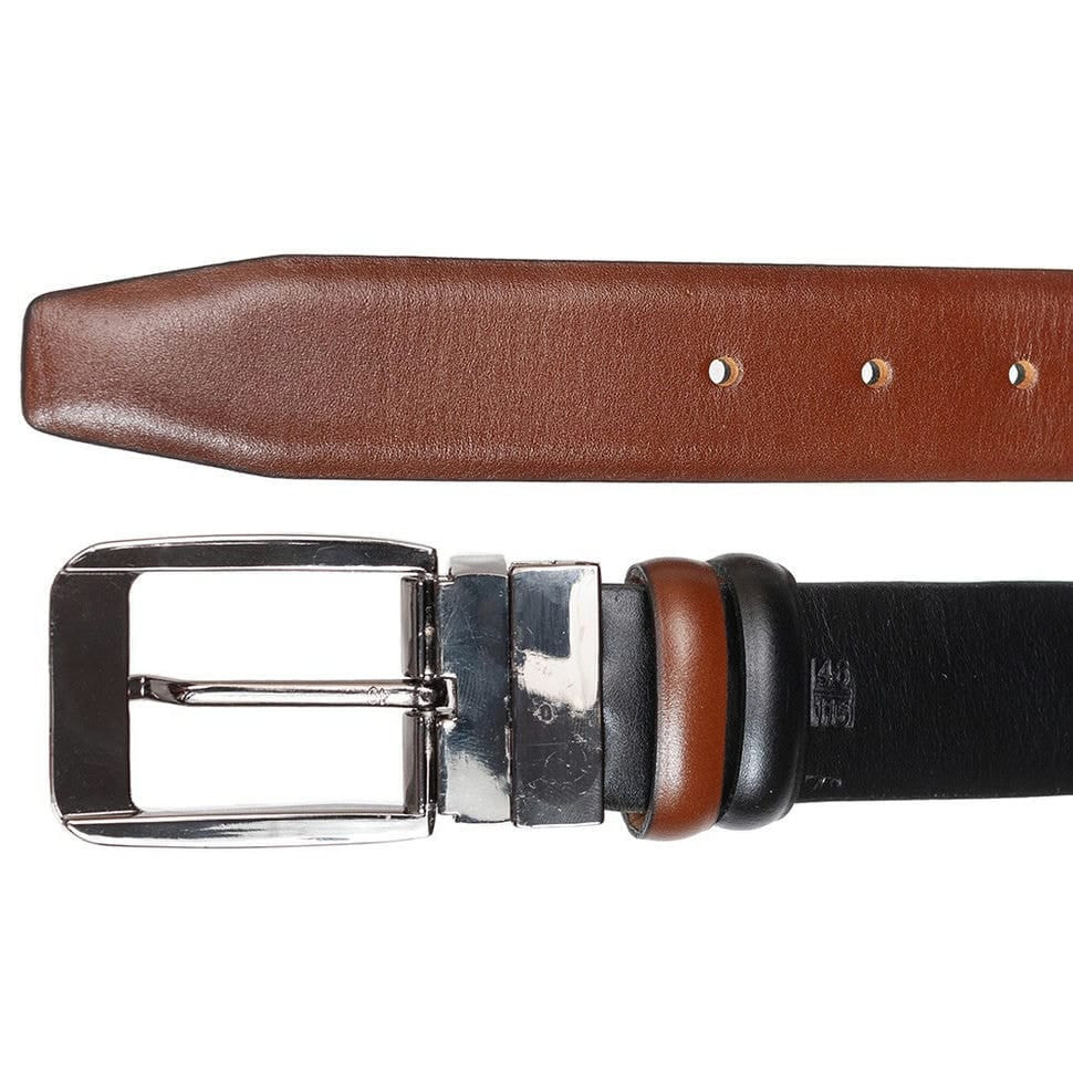 Шкіряний ремень YSK класика двосторонній 1004-4 чорно-рудий