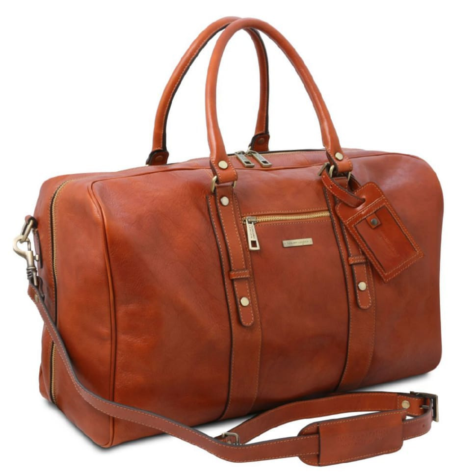 TL Voyager Leather travel bag with front pocket Tuscany TL142140