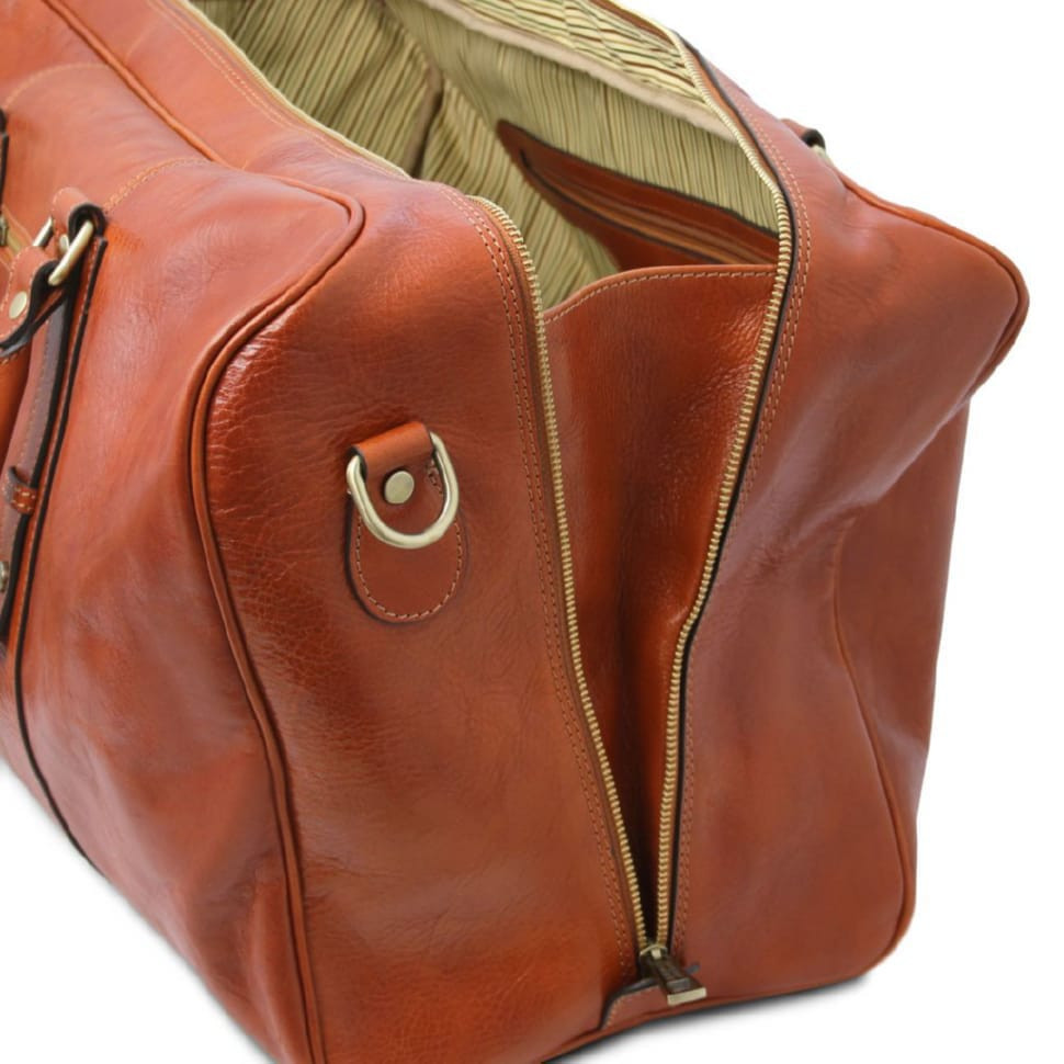 TL Voyager Leather travel bag with front pocket Tuscany TL142140