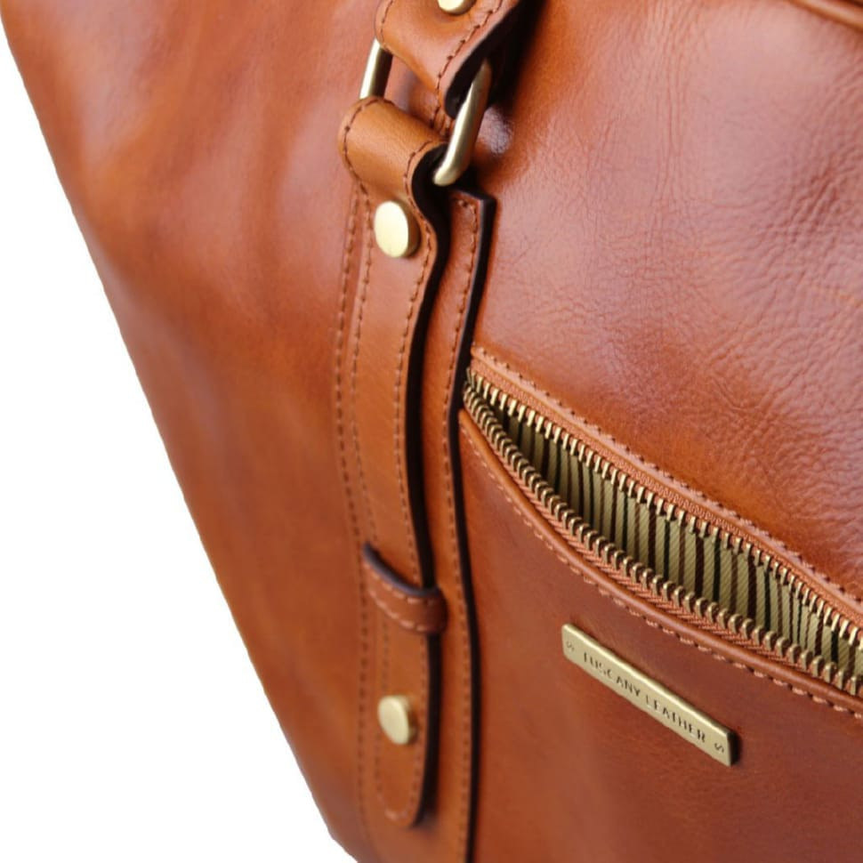 TL Voyager Leather travel bag with front pocket Tuscany TL142140