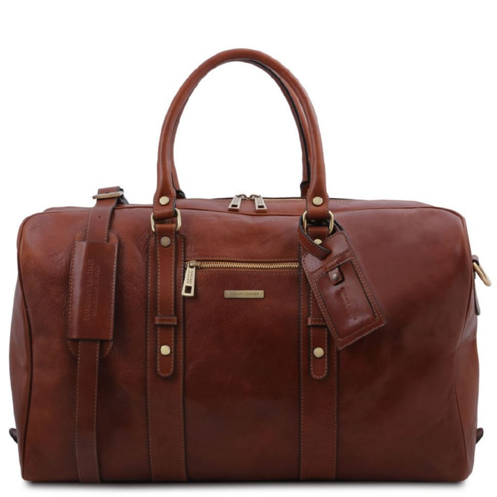 TL Voyager Leather travel bag with front pocket Tuscany TL142140
