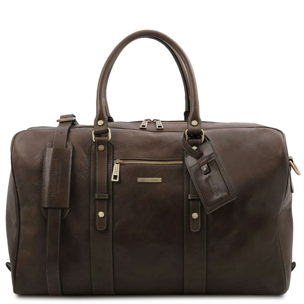 TL Voyager Leather travel bag with front pocket Tuscany TL142140