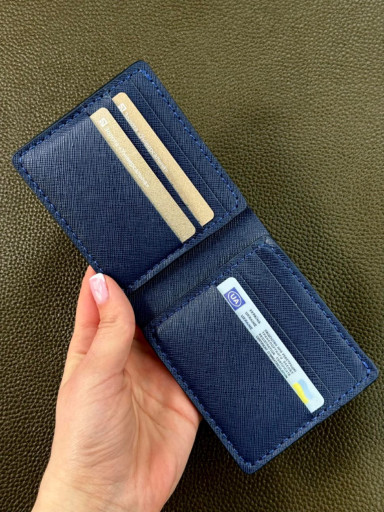 Men's bifold wallet made of genuine leather SG002 (blue)