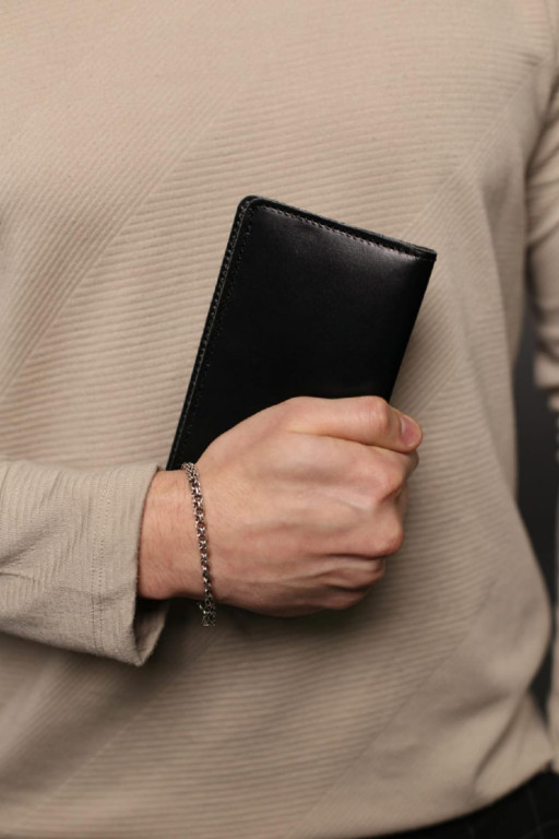 Чоловіче портмоне із натуральної гладкої шкіри SR006 (чорне)