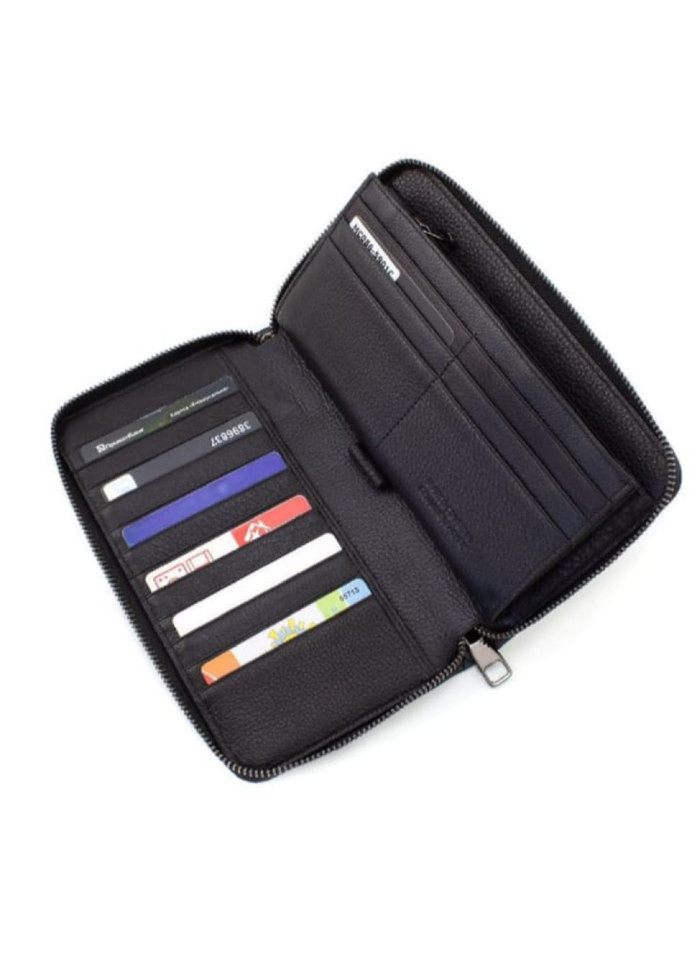 Black leather men`s clutch bag made of reptile skin Marco Coverna 086-5901 Black