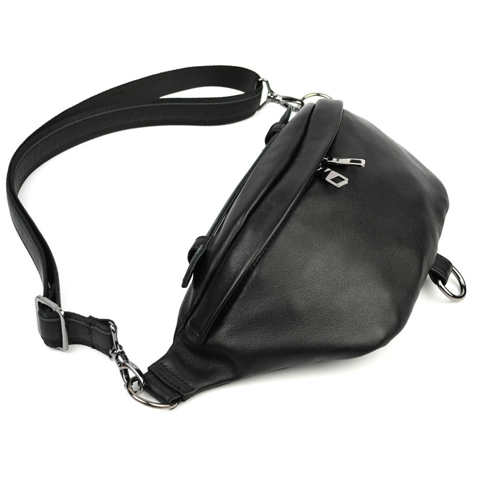 Жіноча шкіряна бананка напоясна сумка Limary Lim-061GA чорна Наппа