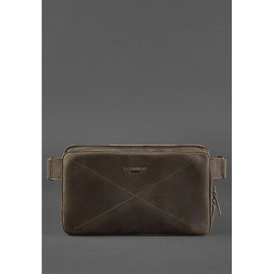Dropbag Maxi Leather Belt Bag Dark Brown Crazy Horse