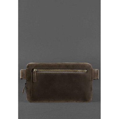 Dropbag Maxi Leather Belt Bag Dark Brown Crazy Horse