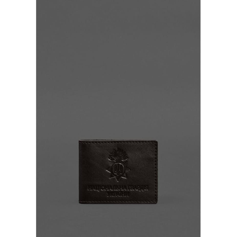 Leather National Guard ID Card Cover Dark Brown