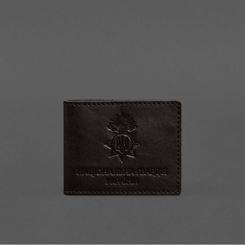 Leather National Guard ID Card Cover Dark Brown