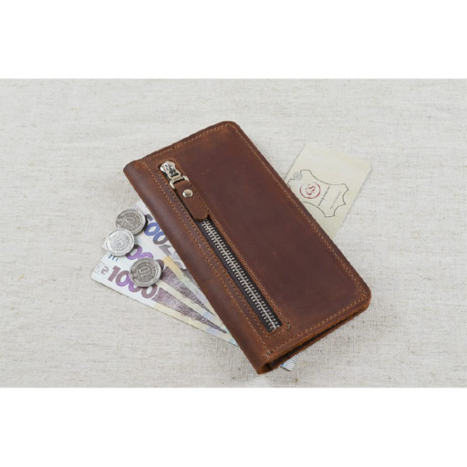 Мужской кожаный кошелек BGS купюрник коньячный BGS3261
