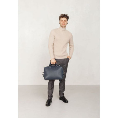 Шкіряна ділова сумка Briefcase 2.0 синій Флотар
