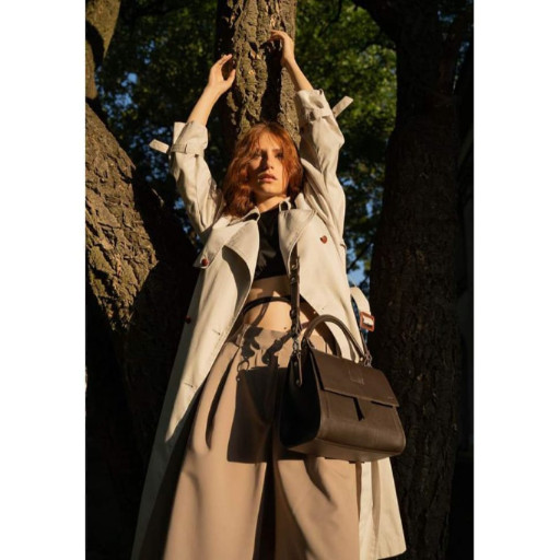 Жіноча шкіряна сумка Ester темно-коричнева краст