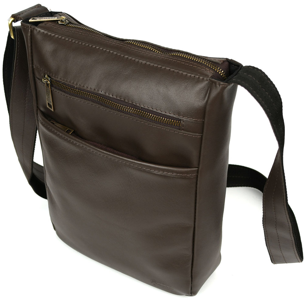 Men's leather shoulder bag A4 brown GC-1500-3md TARWA