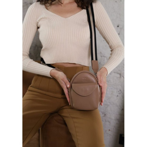 Шкіряна жіноча міні-сумка Kroha карамель краст