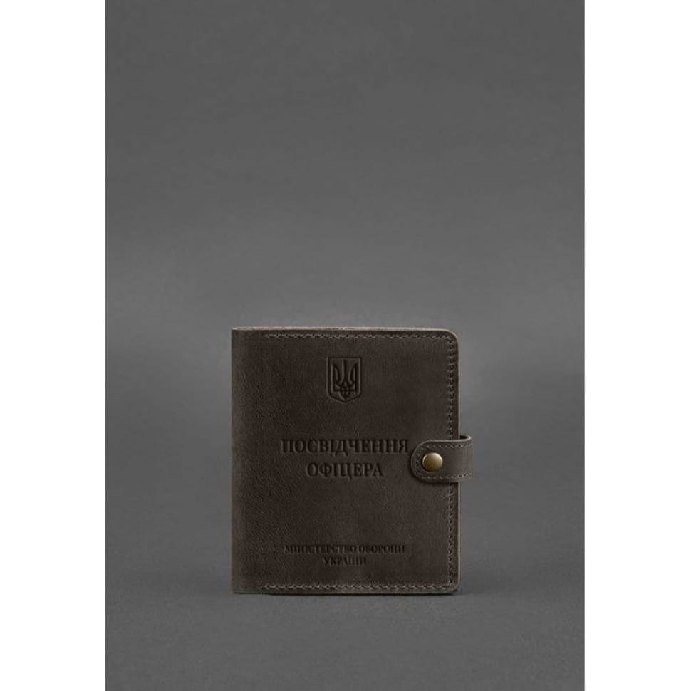 Кожаная обложка-портмоне для удостоверения офицера 11.0 темно-коричневый Crazy Horse