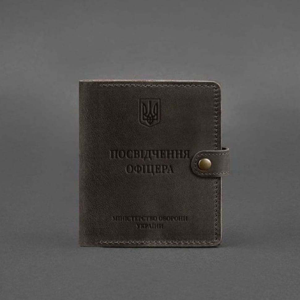 Кожаная обложка-портмоне для удостоверения офицера 11.0 темно-коричневый Crazy Horse