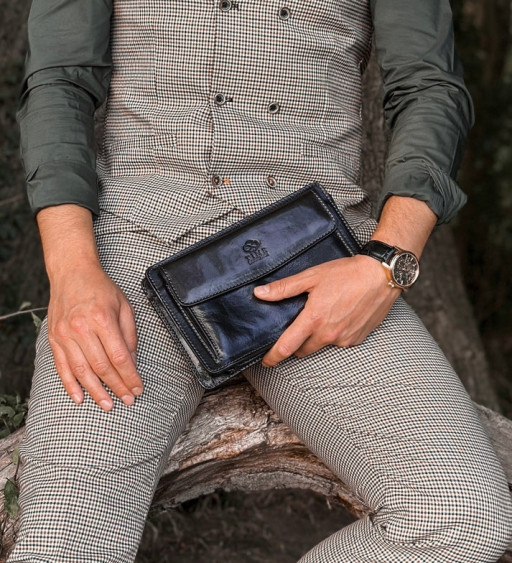 Leather Clutch Wallet - Decameron - Black - Time Resistance 5225601