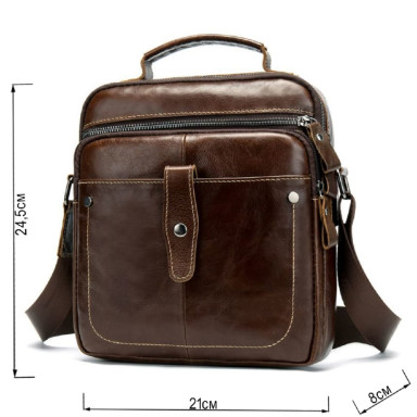 Сумка мужская гладкая Vintage 14700 Коричневая