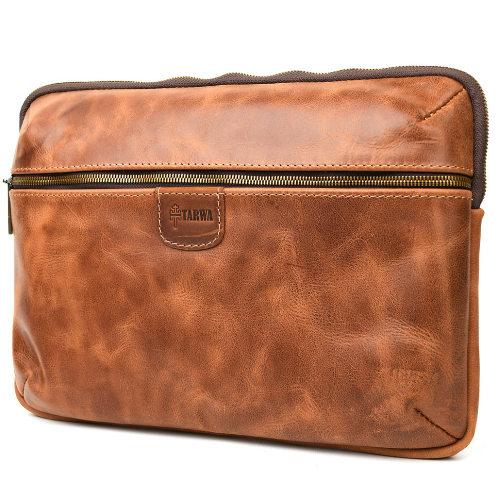 TARWA RYv-7166-4lx A4 leather zippered notebook folder for 13-14-inch laptops
