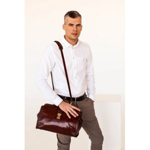 Невеликий шкіряний саквояж - David Copperfield - коричневий Time Resistance 5214801